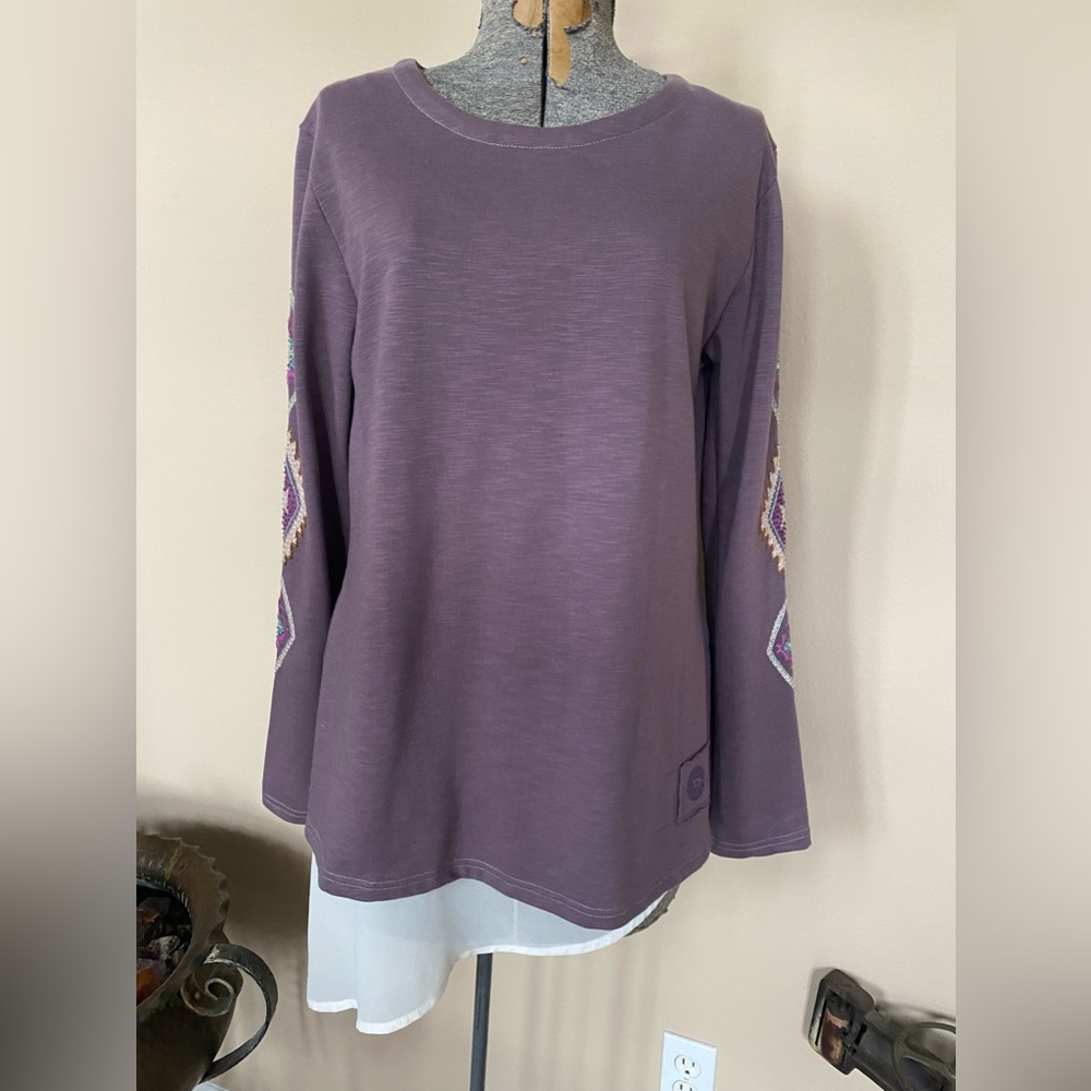 Double D Ranch Wear Beautiful  Embroidered Thick Aztec Asymmetrical Sweat Shirt